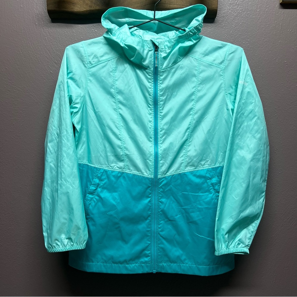 Columbia Turquoise Windbreaker Hooded Jacket